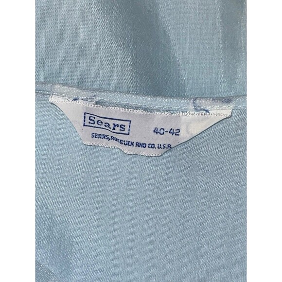 Vtg Sears Eyelet Lace Housecoat Plus 40-42 Baby Blue Nightwear Elegant Cottage - Picture 5 of 5